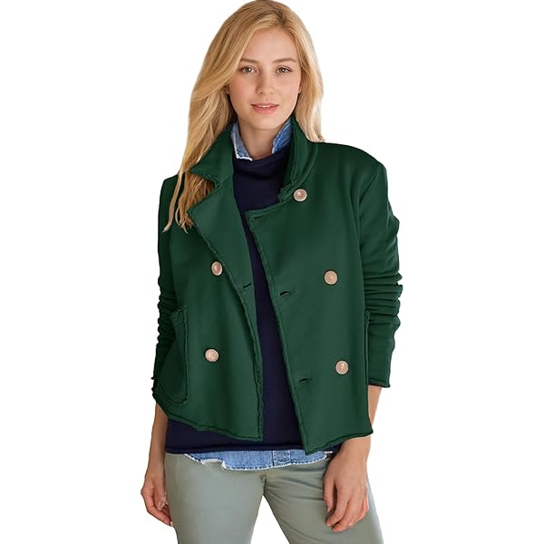 Amazon.com: Malajisi Women's Cropped Pea Coat Notched Lapel Double
